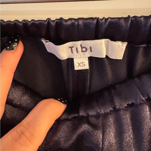 Tibi summer satin wide leg pant dark navy - Picture 7 of 9